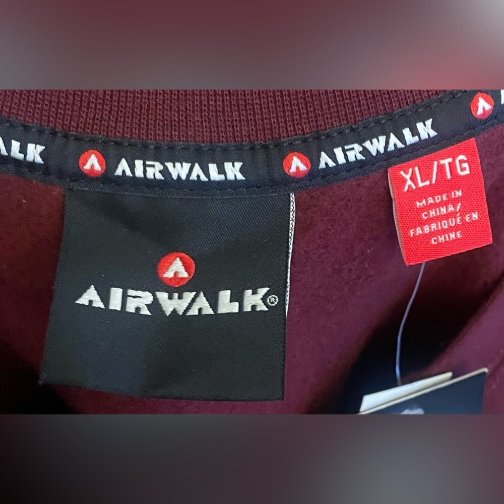 Airwalk Mens Burgundy Checkered Logo Graphic Crewneck Sweatshirt XL Pullover - Picture 5 of 6